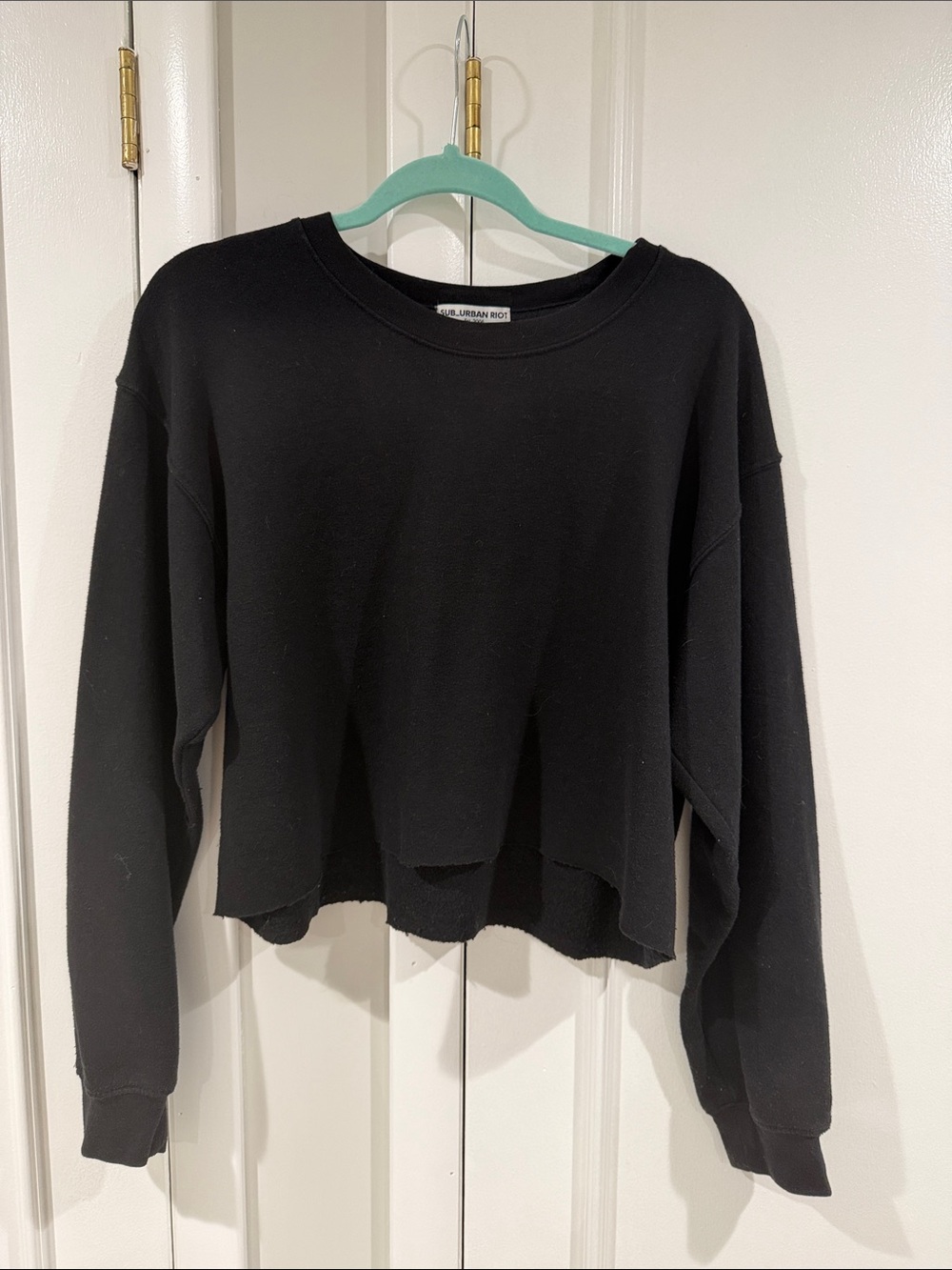 Sub_Urban Riot Black Cropped Boxy Sweatshirt